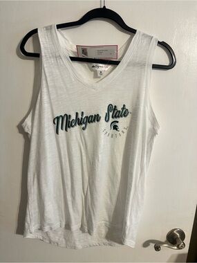 Michigan State Women's White V-Neck Tank Top